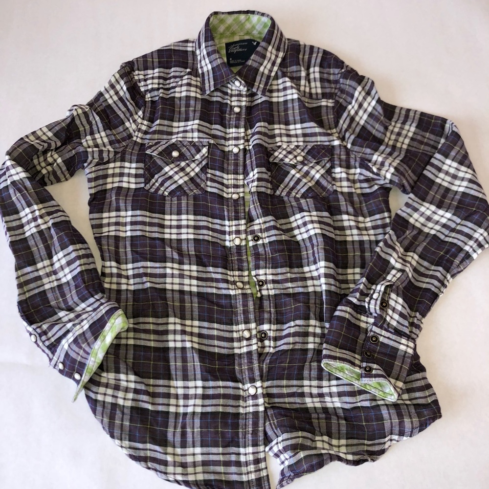 American Eagle Plaid Flannel Size 8